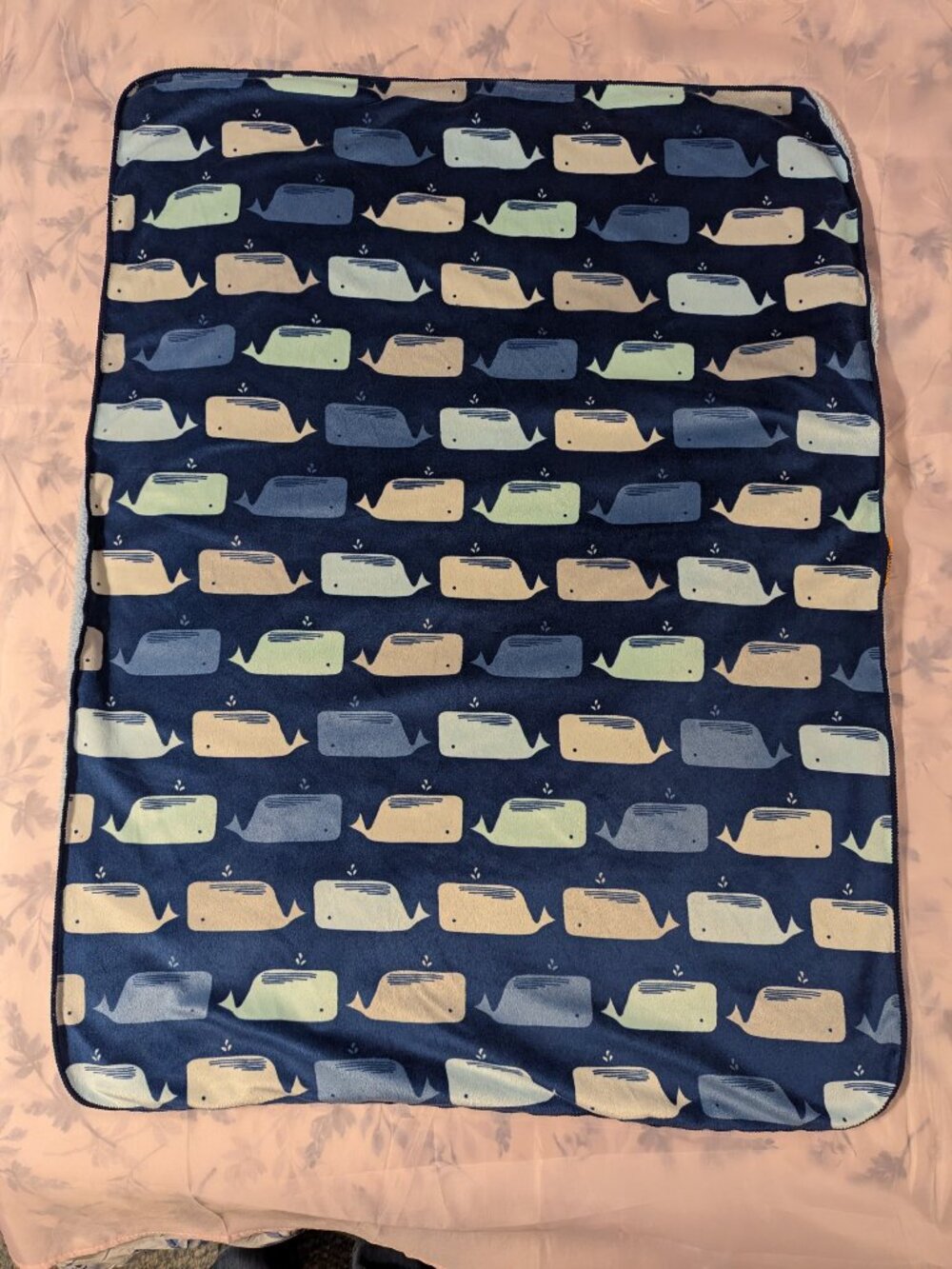 Cloud Island Target Whale Blue Sherpa Blanket Baby Kids Navy Lovey 30x40 Fleece